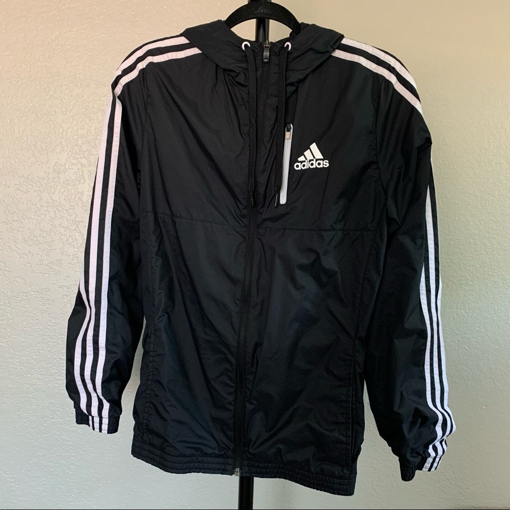 Adidas Men’s 3-Stripes Black Windbreaker Jacket